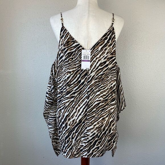 MICHAEL Michael Kors Dark Camel Blouse Top Size XXL - Picture 5 of 8